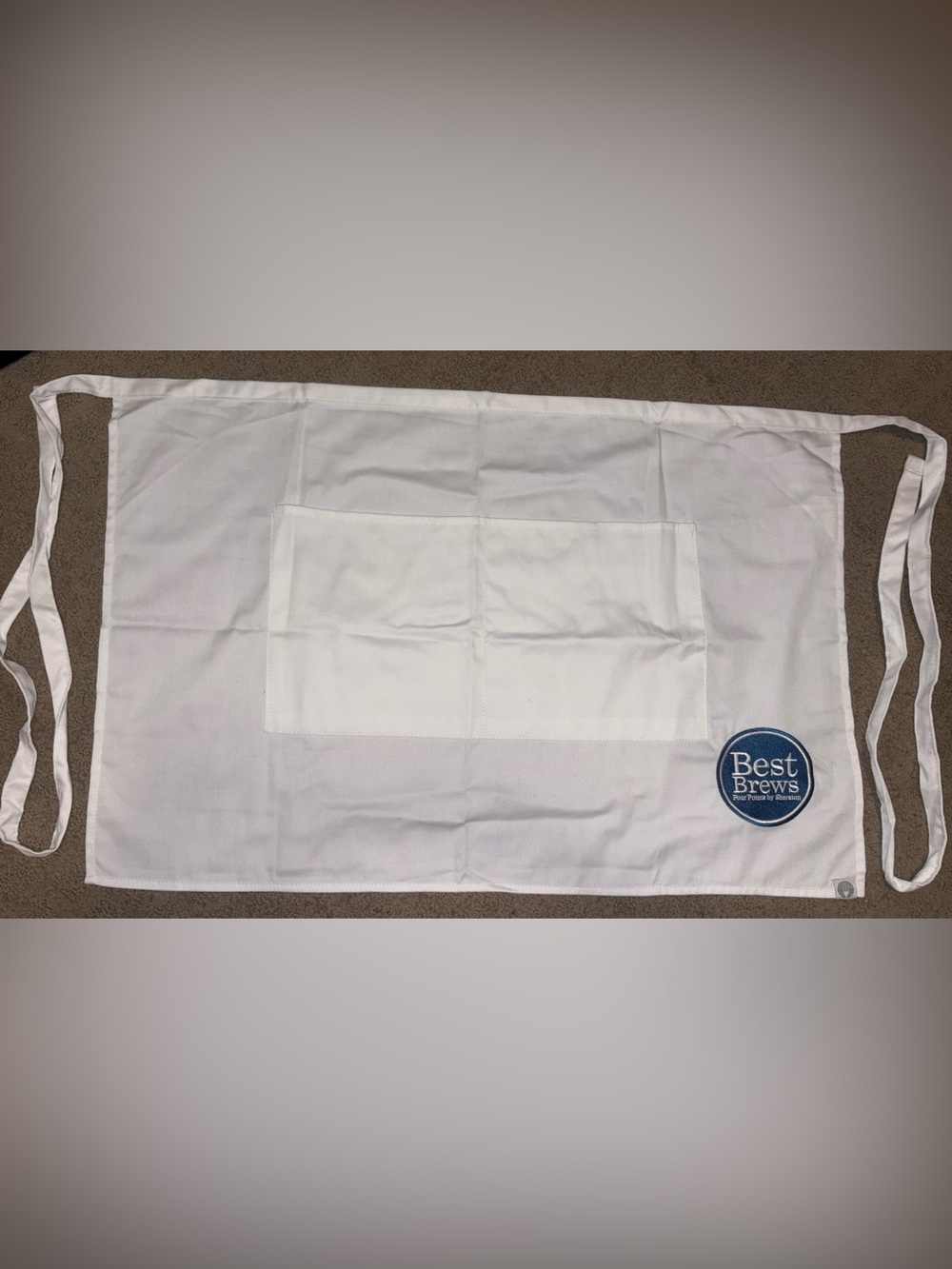 Chef Works New W/Out Tags White Unisex Half Bistro Apron “Best Brews” Embroidery